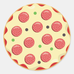 Pepperoni pizzabakett party roligt runt klistermärke