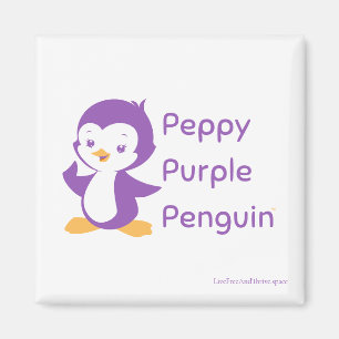 Peppy Lila Penguin 2-tums kvadratmagnet Magnet