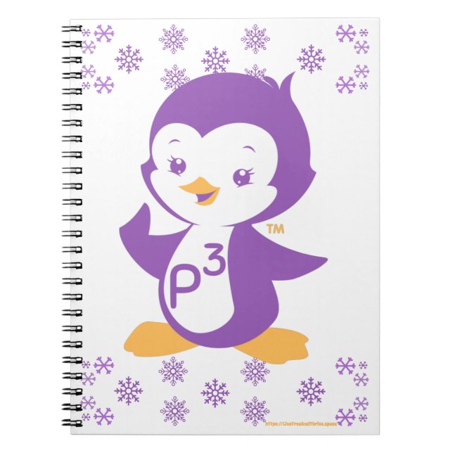 Peppy Lila Penguin Anteckningsbok (Framsidan)