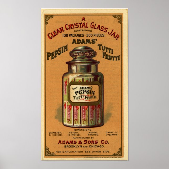 Pepsin Tutti Frutti Gum-1897 Poster (Framsidan)