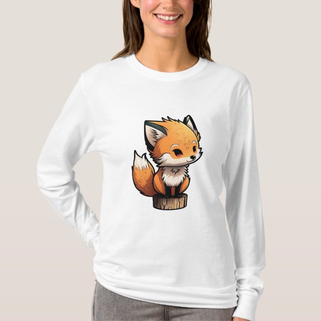 Pequeño y Tierno Zorro T Shirt (Framsida)