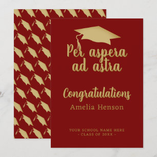 Per aspera ad astra Latin Congrat Examen Mössa Kort