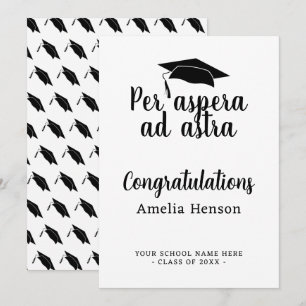 Per aspera ad astra Latin Congrat Examen Mössa Kort