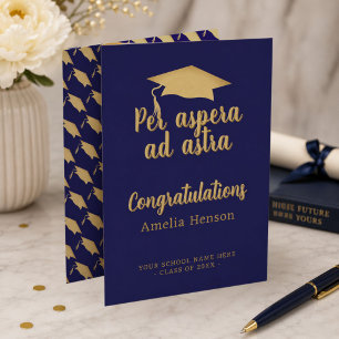 Per aspera ad astra Latin Congrat Examen Studentmö Kort