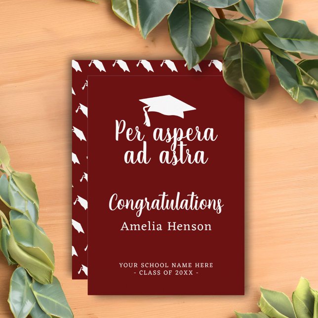 Per aspera ad astra Latin Congrat Examen Studentmö Kort (Skapare uppladdad)