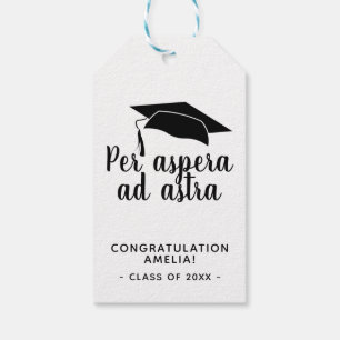 Per aspera ad astra Latin Congrat Studenten Presentetikett