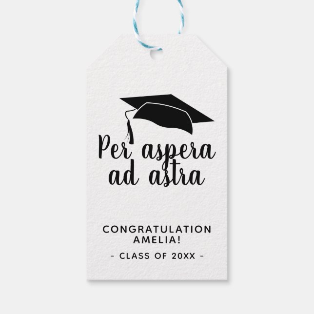 Per aspera ad astra Latin Congrat Studenten Presentetikett (Baksidan)