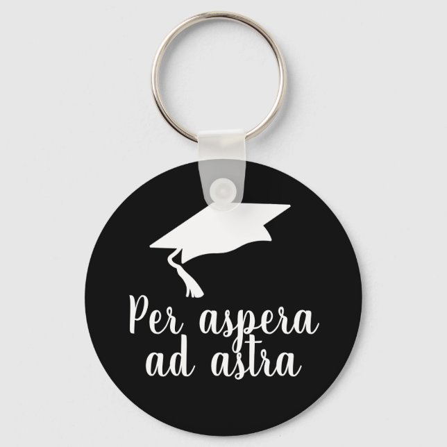 Per aspera ad astra Latin Quote Black Studenten Nyckelring (Framsida)
