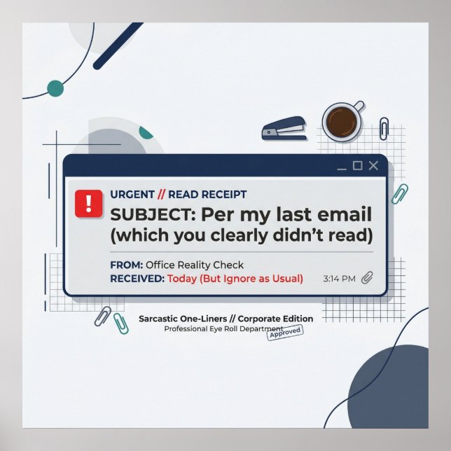 Per Min Senaste E-post Roligt Kontorscitat  Poster (Framsidan)