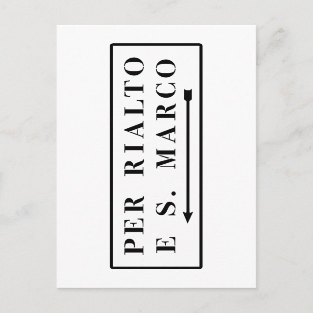 Per Rialto e S. Marco, Venedig, italiensk gatuskyl Vykort (Framsida)