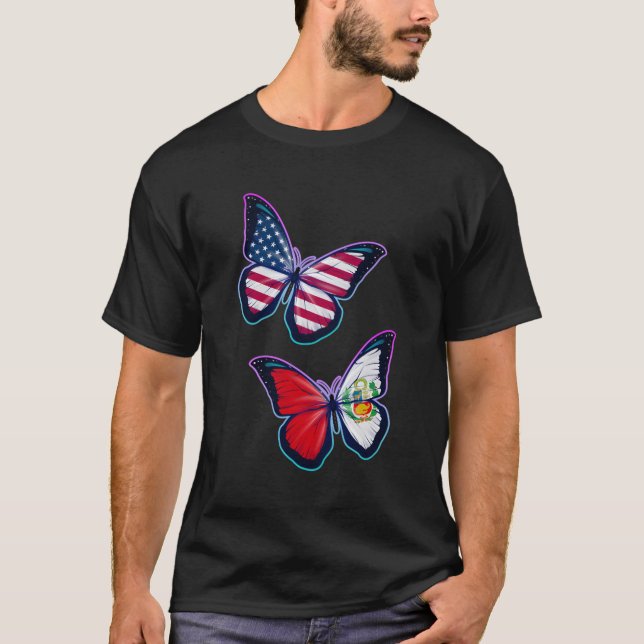Perãº och Bicultural Roots Butterfly Versi T Shirt (Framsida)