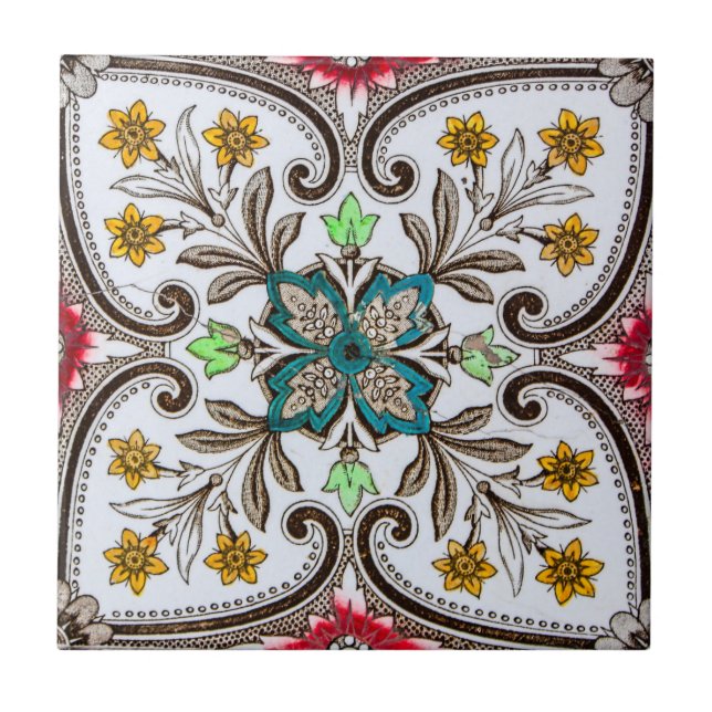 Peranakan Blommigt Tiles Kakelplatta (Framsidan)