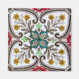 Peranakan Blommigt Tiles Magnet