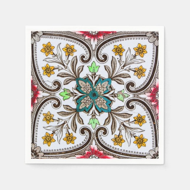 Peranakan Blommigt Tiles Pappersservett (Framsidan)