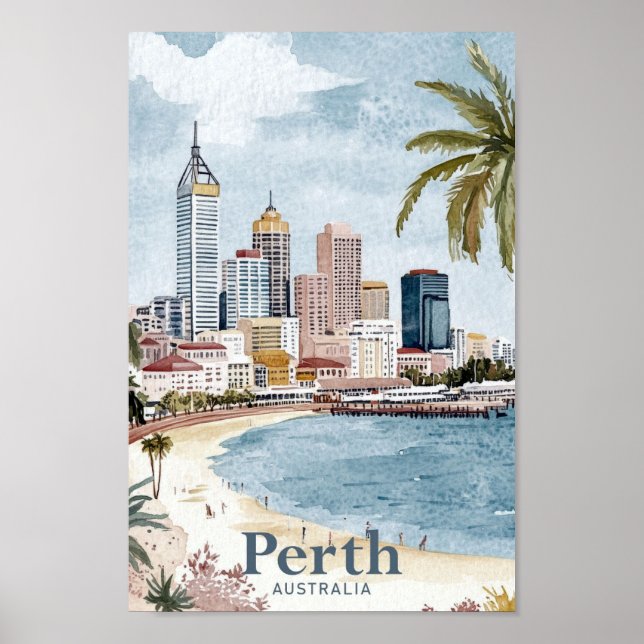 PerAustralia Watercolor Painting Travel Poster (Framsidan)