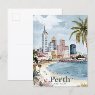 PerAustralia Watercolor Painting Travel Vykort