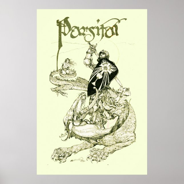 PERCEVAL KAMPER MOT DRAKE,QUEST HELIG GRAL Fantasy Poster (Framsidan)