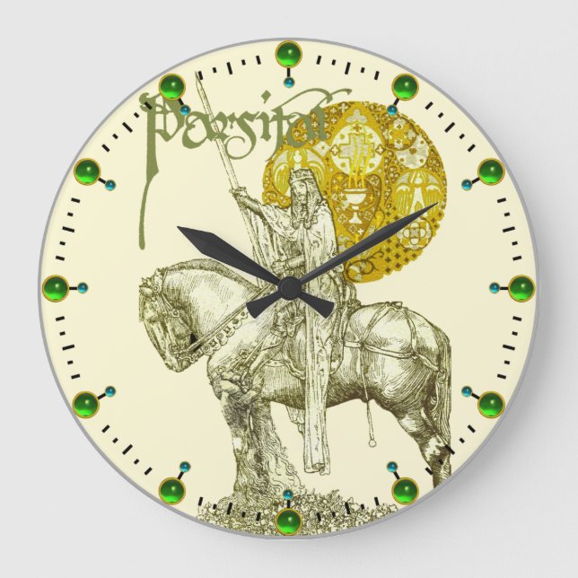 PERCEVAL LEGENE/QUEST OF HELIGA GRAIL Grönt Fantas Stor Klocka (Framsida)