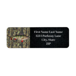 Perch Fisheries Charter Camo Fish Sports Adress Returadress Etikett