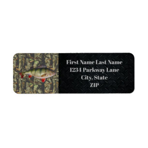 Perch Fisheries Charter Camo Fish Sports Adress Returadress Etikett