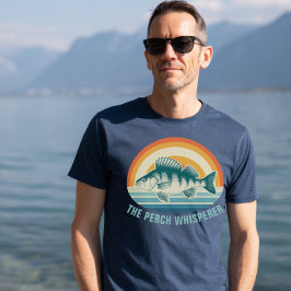 Perch Fishing Custom Text Retro Sunrise Sunset T Shirt