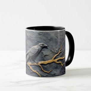 Perched Raven in bas relief on skiate wall Mugg