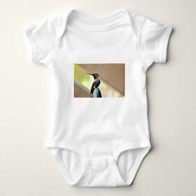 Perched Ruby och Grönt Little Hummingbird T-shirt (Framsida)