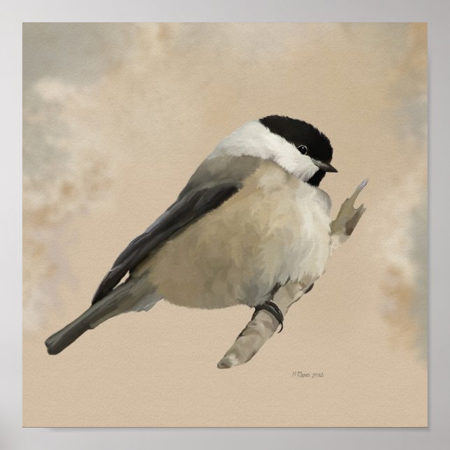 Perched Willow Tit Poster (Framsidan)