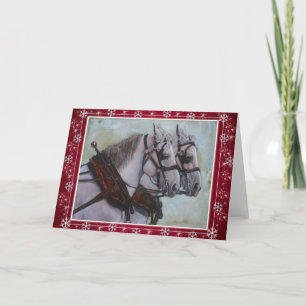 Percheron Draft Horse jul Card röd Helgkort