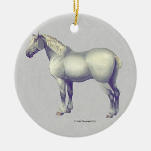 Percheron häst julgransprydnad keramik