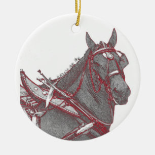 Percheron hästprydnad julgransprydnad keramik