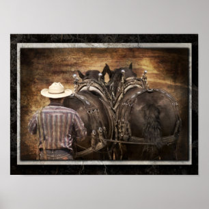 Percheron Team Digital Art Print Poster