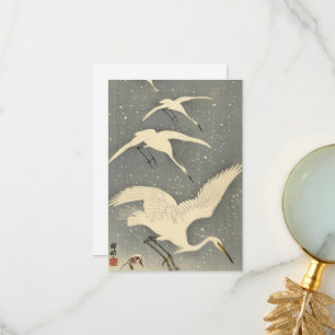Perching Herons i Snö av Ohara Koson Tack Kort