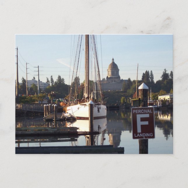 Percival Landing Postcard, Olympia, Washington. Vykort (Framsida)