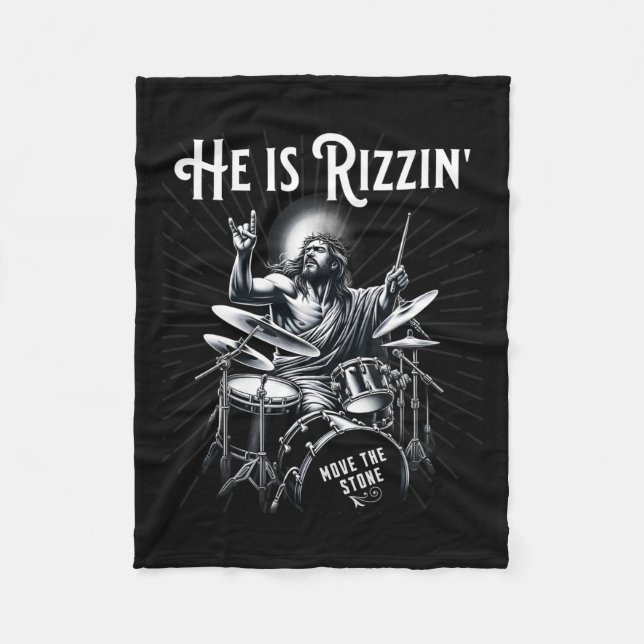 Percussion Drum Funny Rizz Han är Rizzin Jesus Dru Fleecefilt (Framsidan)