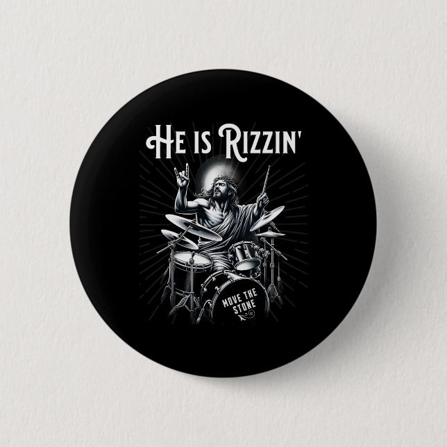 Percussion Drum Funny Rizz Han är Rizzin Jesus Dru Knapp (Framsida)