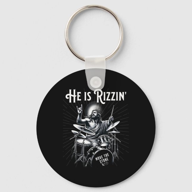 Percussion Drum Funny Rizz Han är Rizzin Jesus Dru Nyckelring (Framsida)