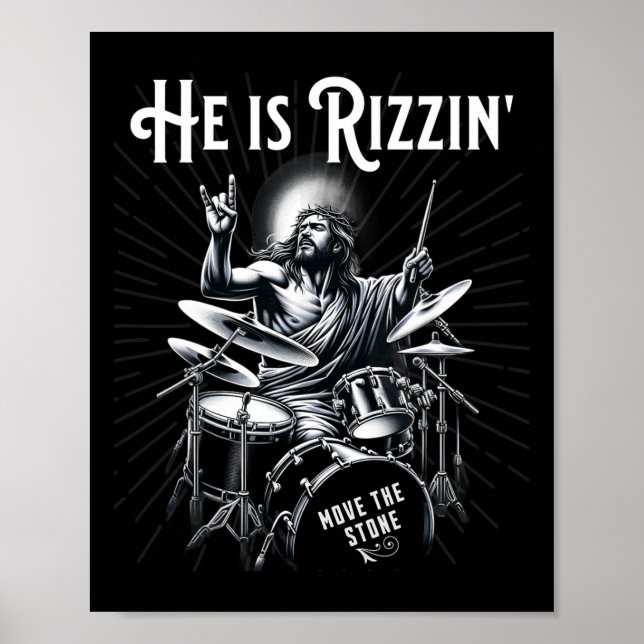 Percussion Drum Funny Rizz Han är Rizzin Jesus Dru Poster (Framsidan)