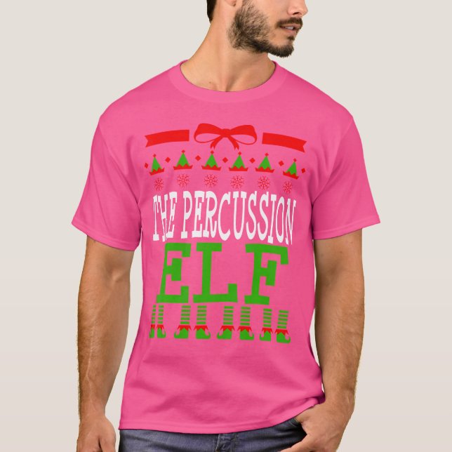 Percussion Elf Funny Matching Marching Band Kristu T Shirt (Framsida)