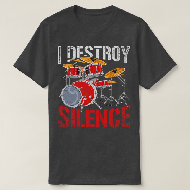 Percussion I förstör dolda Retro-diskar T Shirt (Design framsida)