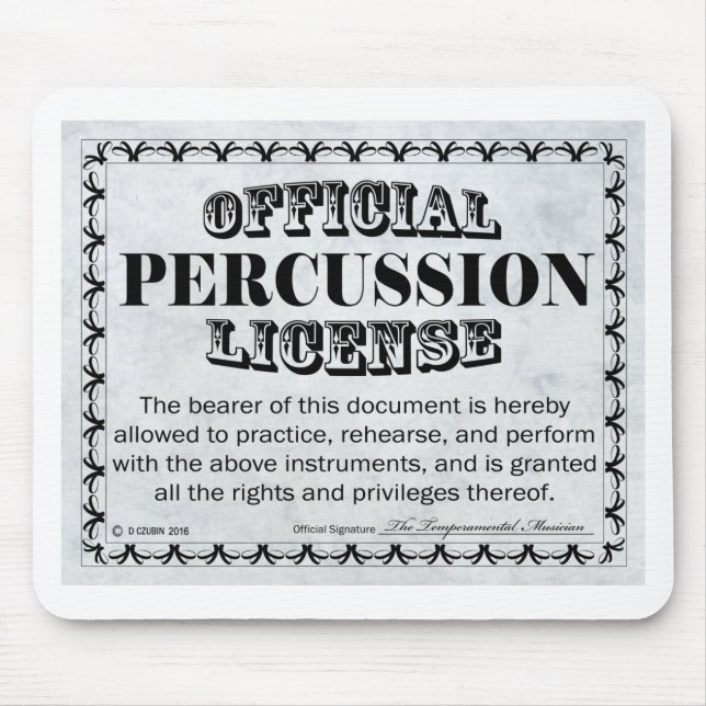 Percussion-licens Musmatta (Framsidan)