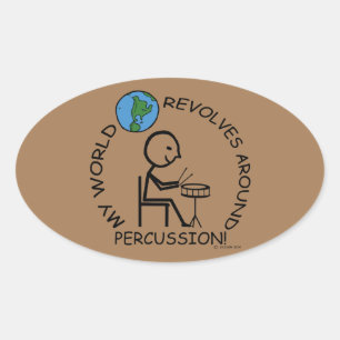 Percussion - World Revolves Around Oval Sticker Ovalt Klistermärke