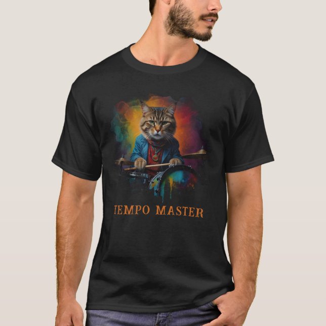 *~* Percussionist Coola Cat AP91 DRUMMER TERRA T Shirt (Framsida)