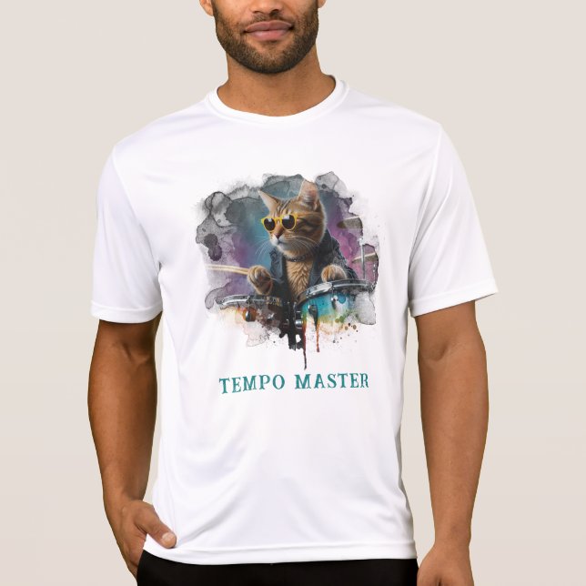 *~* Percussionist Coola Cat AP91 Sunglass DRUMMER T Shirt (Framsida)