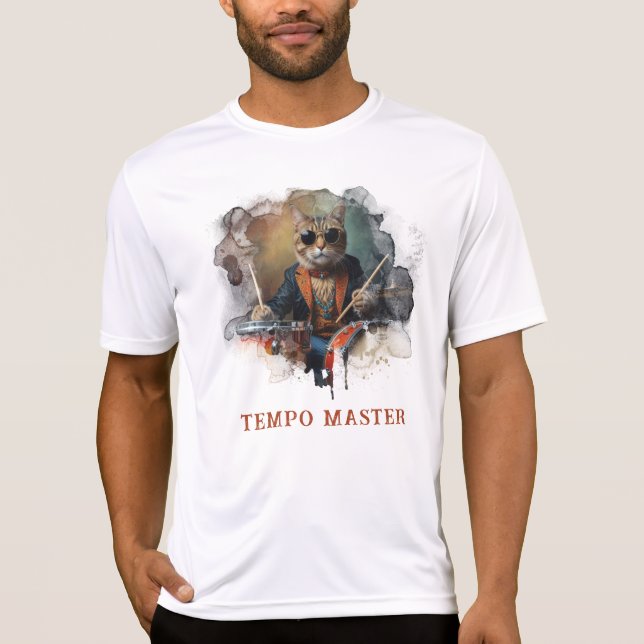 *~* Percussionist Coola Cat Focused DRUMMER AP91 T Shirt (Framsida)