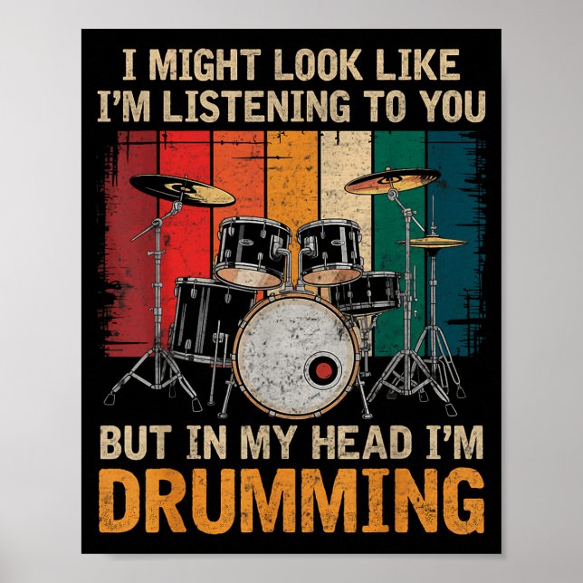Percussionist Drumming For Drum Set Lover Drummers Poster (Framsidan)