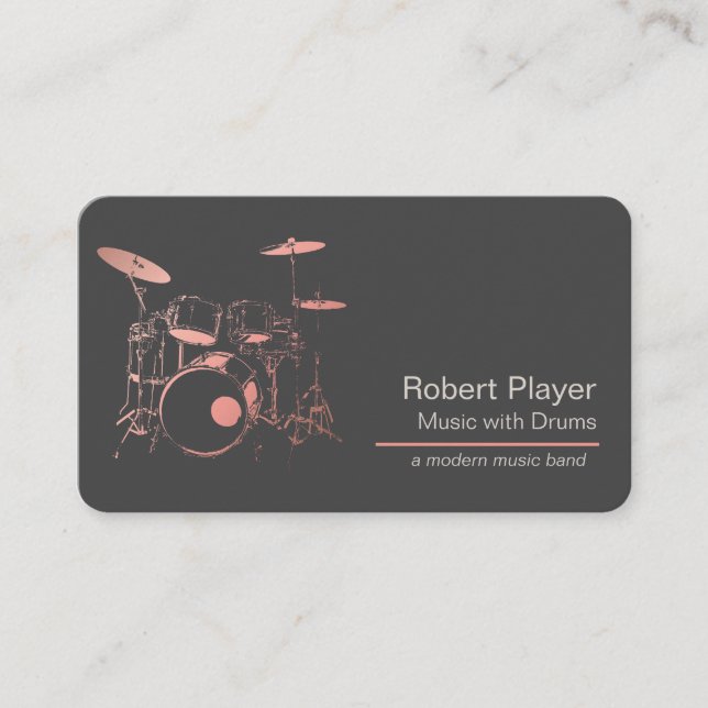 Percussionist Music Drums Player Professionsl Visitkort (Framsida)