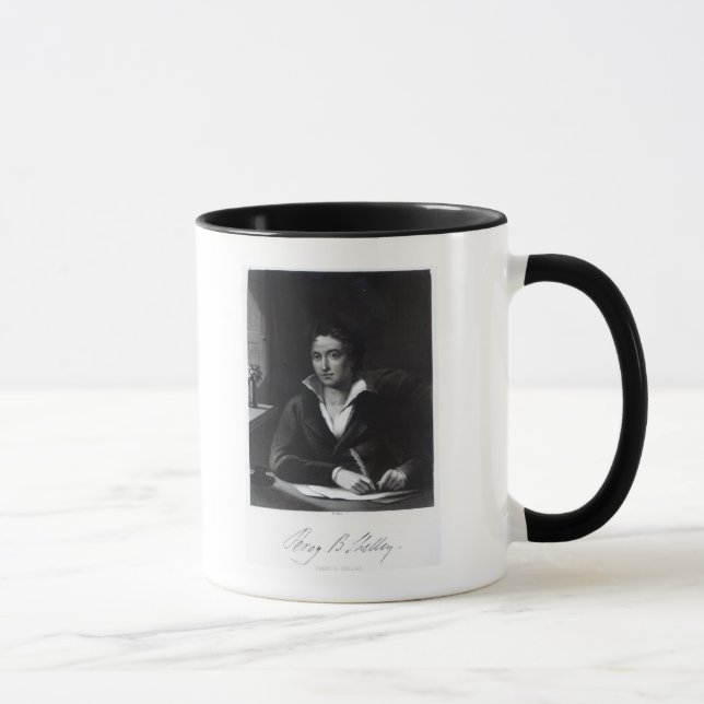 Percy Bysshe Shelley som inristas av William Holl Mugg (Höger)