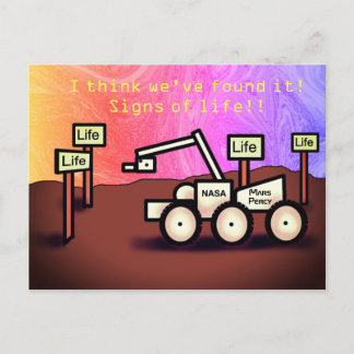 PERCY MARS SIGNS OF LIFE Postcard by Jetpackcorps Vykort