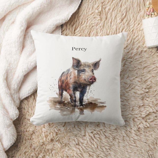 Percy the Playful Piglet, anpassningsbar Kudde (Filt)